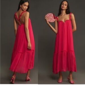 ✨ Anthropologie Sleeveless Chiffon Midi Dress NWT SZ L